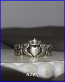 Retired James Avery 925 Heart Crown Claddagh Ring 6.39G / Sz 9