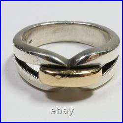 Retired James Avery 925 Silver 14K Gold 7.9g Size 7.5 Enduring Bond Ring 56452K
