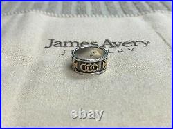 Retired James Avery 925 Silver 14K Gold Cross Interlocking Circles Band Ring 5.5