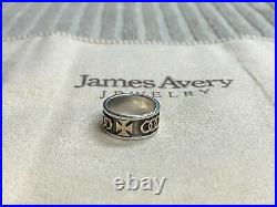 Retired James Avery 925 Silver 14K Gold Cross Interlocking Circles Band Ring 5.5