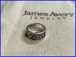 Retired James Avery 925 Silver 14K Gold Cross Interlocking Circles Band Ring 5.5