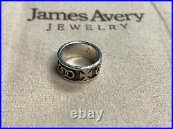 Retired James Avery 925 Silver 14K Gold Cross Interlocking Circles Band Ring 5.5