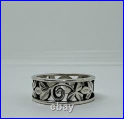 Retired James Avery 925 Silver Vine Band Ring, Size 6.5 Stackable Design
