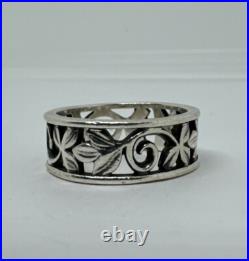 Retired James Avery 925 Silver Vine Band Ring, Size 6.5 Stackable Design