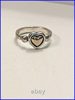 Retired James Avery 925 Sterling Silver And 14k Gold True Heart Ring Size 6