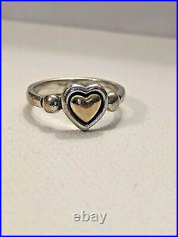 Retired James Avery 925 Sterling Silver And 14k Gold True Heart Ring Size 6