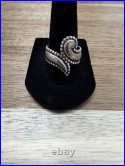 Retired James Avery 925 Sterling Silver Beaded Bypass Paisley Ring Sz8 L1685