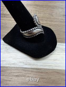 Retired James Avery 925 Sterling Silver Beaded Bypass Paisley Ring Sz8 L1685