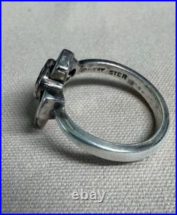 Retired James Avery 925 Sterling Silver Cross Heart Red Garnet Bezel Ring Size 7