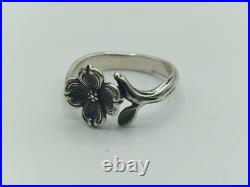 Retired James Avery 925 Sterling Silver Dogwood Blossom Flower Ring Size 5.5