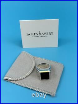 Retired James Avery 925 Sterling Silver & Square Black Onyx Heavy Chunky Ring 7