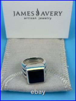 Retired James Avery 925 Sterling Silver & Square Black Onyx Heavy Chunky Ring 7
