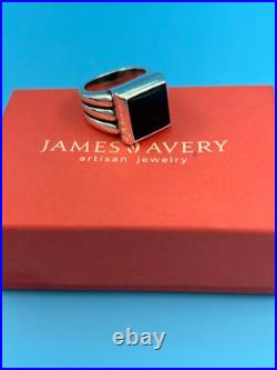 Retired James Avery 925 Sterling Silver & Square Black Onyx Heavy Chunky Ring 7