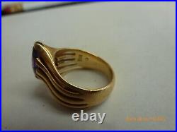 Retired James Avery AMETHYST And 14K Yellow Gold Free Form Ring Size 6.5