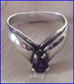 Retired James Avery AMETHYST RING Apogaean Teardrop Pear Shape Silver Size 6