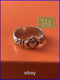 Retired James Avery Adorned Heart Hands Crown Claddaugh Ring Size 11