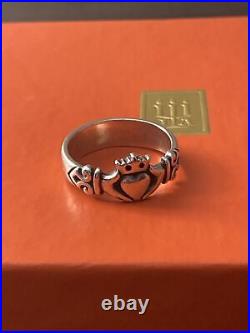 Retired James Avery Adorned Heart Hands Crown Claddaugh Ring Size 11