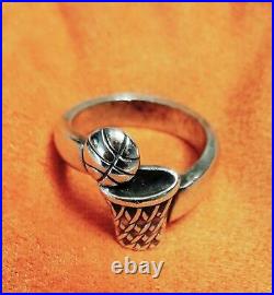 Retired James Avery Basketball Ring Sterling Silver Size 7.5