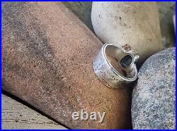 Retired James Avery Blue Topaz 14kt Gold &. 925 Hammered Band Ring Size 6