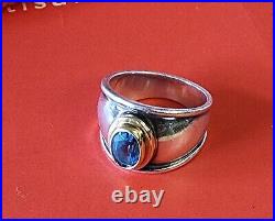 Retired James Avery Blue Topaz 14kt Gold and Sterling Silver Ring Size 5.5