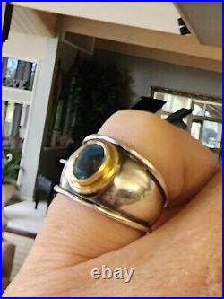 Retired James Avery Blue Topaz 14kt Gold and Sterling Silver Ring Size 5.5