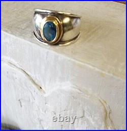 Retired James Avery Blue Topaz 14kt Gold and Sterling Silver Ring Size 5.5