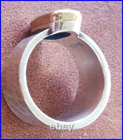 Retired James Avery Blue Topaz Ring Sz 7 14kt Gold Bezel and. 925 Hammered Band