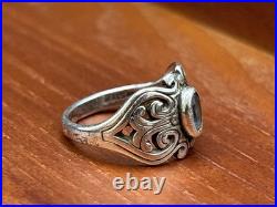 Retired James Avery Blue Topaz Scrolled Heart Sterling Ring Size 5.5