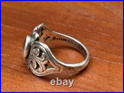 Retired James Avery Blue Topaz Scrolled Heart Sterling Ring Size 5.5
