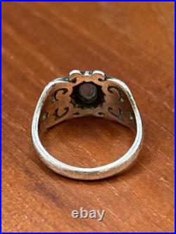 Retired James Avery Blue Topaz Scrolled Heart Sterling Ring Size 5.5