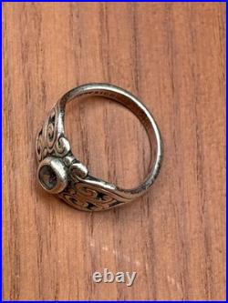 Retired James Avery Blue Topaz Scrolled Heart Sterling Ring Size 5.5