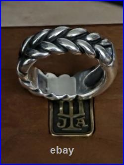 Retired James Avery Braided Woven, Heavy Engraveable Ring 8mm, sz10, 16grams