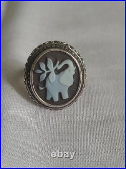 Retired James Avery Cameo Elephant Sterling Silver Ring