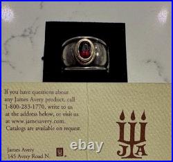 Retired James Avery Christina Ring Sterling Silver 925 & 18K Gold Garnet Size 8