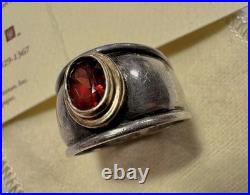 Retired James Avery Christina Ring Sterling Silver 925 & 18K Gold Garnet Size 8