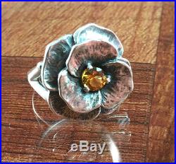 Retired James Avery Citrine Flower Ring Sz 6.5 Sterling Silver Rare Floral