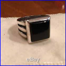 Retired James Avery Combinado Onyx Ring Size 7.5 Great Condition Square Ribbed