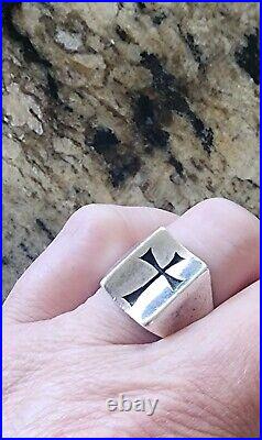 Retired James Avery Concave Cross Ring Sz 8.5 RUSTIC 12.68 Grams NEAT! VTG