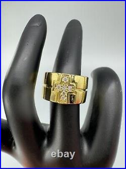 Retired James Avery Diamond Cross 925 Sterling Gold Plated Wide 13mm Ring 6.5