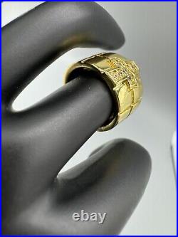 Retired James Avery Diamond Cross 925 Sterling Gold Plated Wide 13mm Ring 6.5