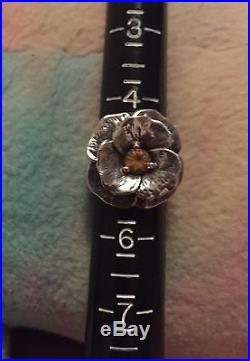 Retired James Avery Dimensional Flower Ring with Citrine Gemstone Center