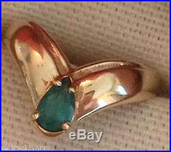 Retired James Avery EMERALD RING 14k Gold Apogean Tear Drop Pear Band 6¼