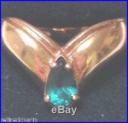 Retired James Avery EMERALD RING 14k Gold Apogean Tear Drop Pear Band 6¼