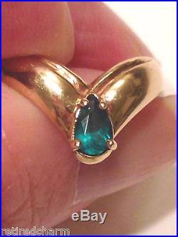 Retired James Avery EMERALD RING 14k Gold Apogean Tear Drop Pear Band 6¼