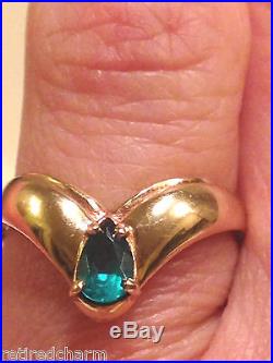 Retired James Avery EMERALD RING 14k Gold Apogean Tear Drop Pear Band 6¼