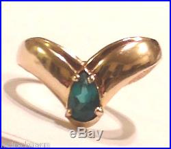 Retired James Avery EMERALD RING 14k Gold Apogean Tear Drop Pear Band 6¼