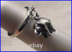 Retired James Avery Elephant Dangle Charm Ring Sterling Silver Size 3.5