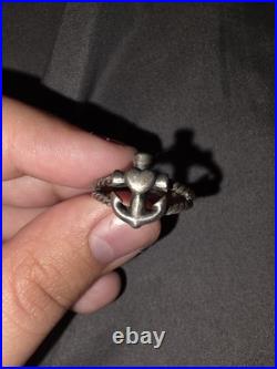 Retired James Avery Faith Hope & Love Twisted Rope Anchor Heart Ring