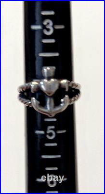 Retired James Avery Faith, Hope & Love Twisted Rope Ring Size 4.925 Sterling