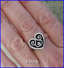 Retired James Avery Fancy Heart Ring Large Size 10.5 in Original JA Box